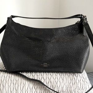 COACH Black Pebbled Leather Bag/Purse~Chrome